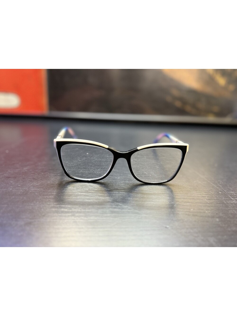 Carolina Herrera VHE896K 700Y Black Cream Cat Eye Eyeglasses Frames 140mm